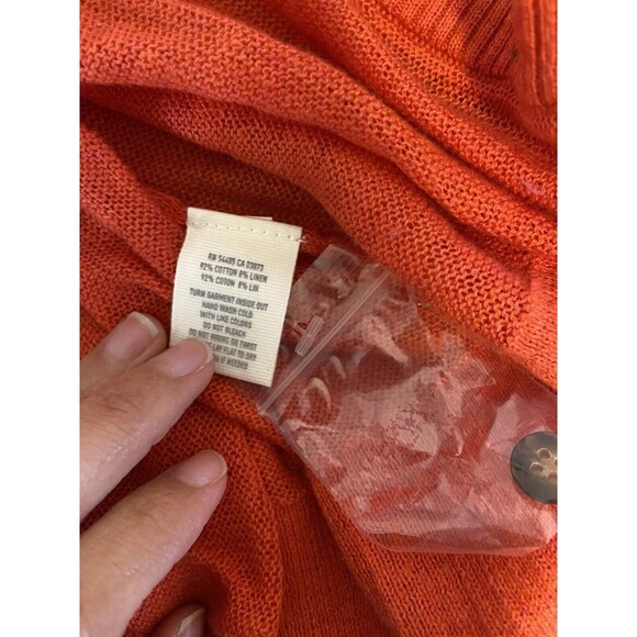 Aerie Cardigan Sweater Small Orange Womens Open Knit Button Down V -Neck New - Picture 5 of 7